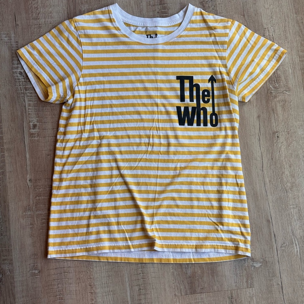 The WHO Yellow Striped Band Graphic Tee